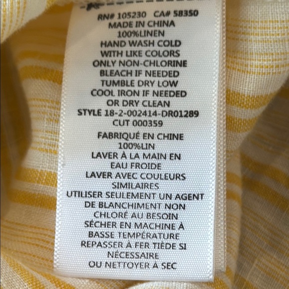 Joie Beatrissa Linen Cornsilk Yellow Stripe Balloon Sleeve Shirt Dress Size XXS - Picture 11 of 14